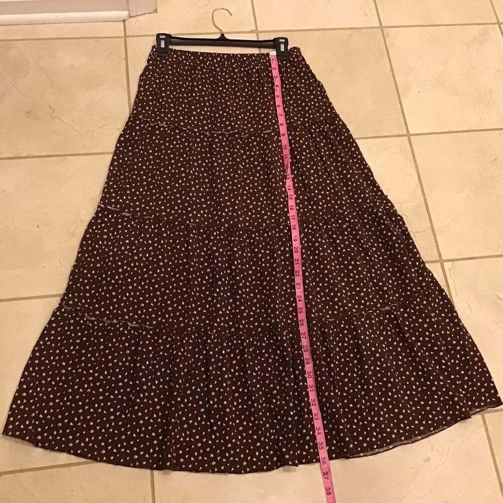 Aeropostale Women Tiered Maxi Skirt Sz M Brown Prairie Peasant Festival Boho